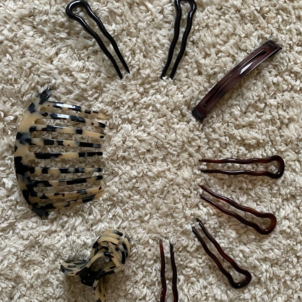 LOT Black and Tortoises Hair Combs and Clips from France Luxe - Made in France*